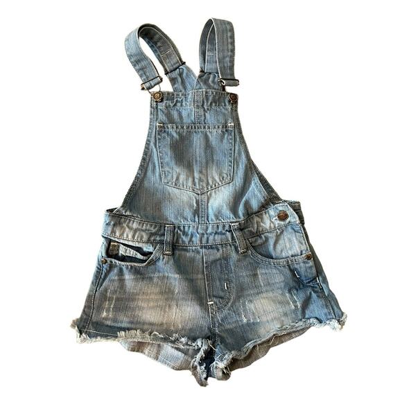 Denim State Denim Overalls Girls Size 7/8, Raw Hem‎ Distressed, Pockets - Picture 1 of 4